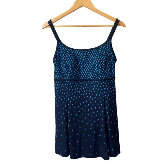 Great Lengths One Piece Bathing Suit Swimsuit Size 10 Polka Dot Skirt Dress - Picture 1 of 9